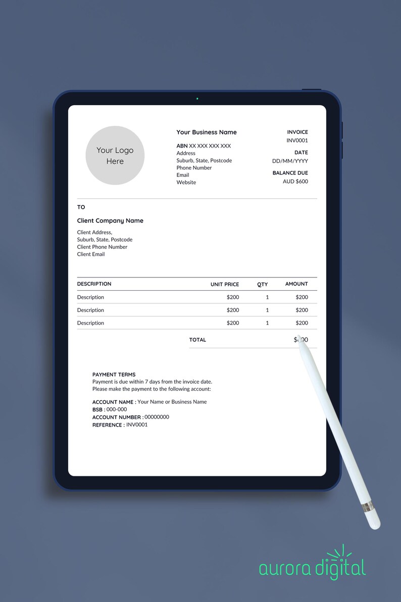 Canva Invoice Template for Freelancers | Small Business Billing ...