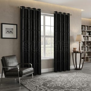 Black Genuine Leather Curtains White Stitching: Custom Made, Top-Grain Hide Window Panels