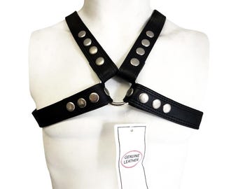 Handmade Leather Chest Harness, Heavy Duty, X Shape