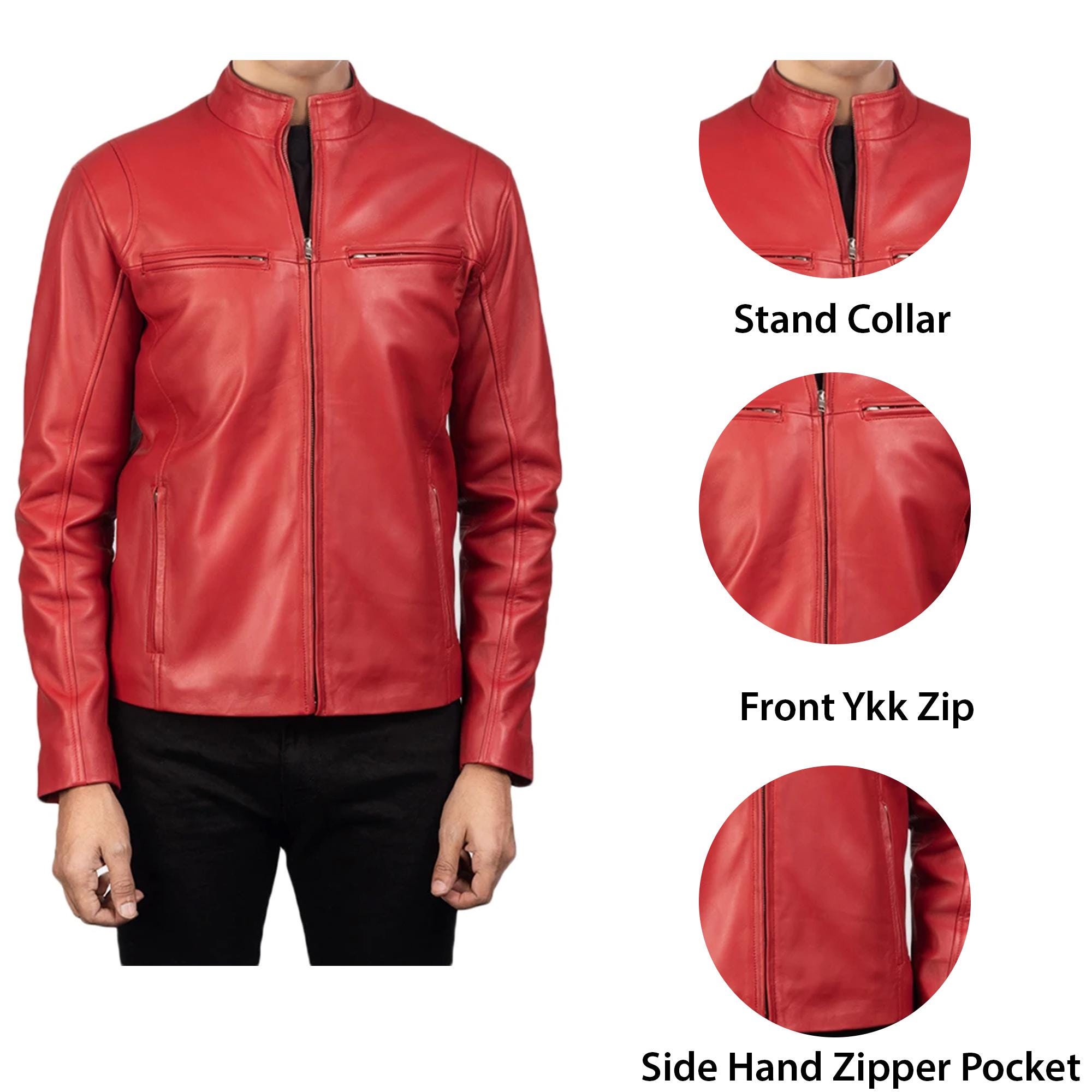 Light Weight Super Soft Pure Red Lambskin Leather Men's Jacket