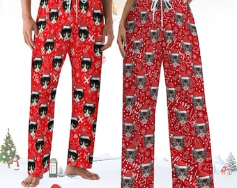 Personalized custom Christmas pajama pants,Customization pant with faces,Christmas Gift,Christmas-themed pajama pants,Home pants