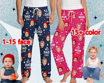Custom Photo Pajama Pants, Personalized Pajama Pants for Dad, Best Dad Ever Pajama Pants with Photo