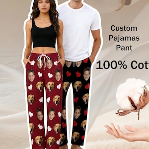 Custom Photo Pajama Pants, 100% Cotton Personalized Sleep Bottoms, Unique Gift for Dad