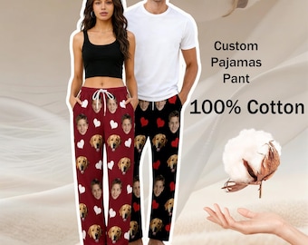 Pyjamabroek op maat, gepersonaliseerde slaapbroek van 100% katoen, uniek cadeau voor papa