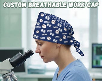 Personalized Scrub Cap with Ball: Custom Medical Hat for Ball game fans, Gift for friend, Gift for Workers
