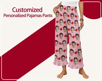 Custom Face Pajama Pants for Women Mom Wife,Valentine's Day gift,Valentines gift for her