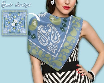 Personalized Chiffon Scarf with Your Design,Bespoke Silk Scarf, Custom Bandana Gift for Her, Monogram Silk Scarf,Custom Silk Scarf Wholesale