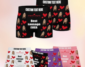 100% Cotton Personalized Underwear for Men, Custom Boxers with Picture, Underwear with Photo, Valentine gifts,Boyfriend Husband Gift