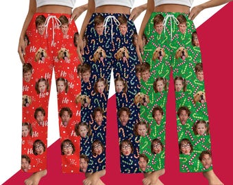 Personalized Dogs Xmas Pants, Custom Face Pajama Pants, Custom Pet Portrait Pajama pants, Christmas Pajama Pants, family christmas pjs