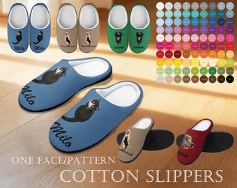 Christmas gift,Personalized customization Cotton Slippers,Customization Slippers with face&name,Slippers,Funny Slippers,Pet lover slippers