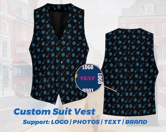 Custom LOGO Vest for Suit,Personalized Waistcoat for Wedding Formal Suit Vests for Him,Matching Groomsmen Gift Any Color Photo Text Logo