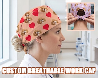 Personalized Scrub Cap with Faces: Custom Medical Hat, Gift for Nurse, Gift for Dental Healthcare Workers
