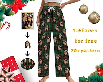 Personalized custom pajama pants,Customization pant with faces,Christmas Gift,Home pants,Casual pants,Checkered pattern pants,PJS