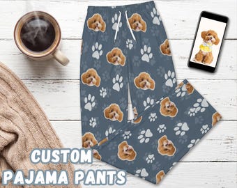 Pantalones de pijama personalizados con la cara de tu mascota, regalo personalizado con foto de perro o gato para mamá y papá, pantalones de pijama con cara, pijama con foto personalizada, regalos para papá