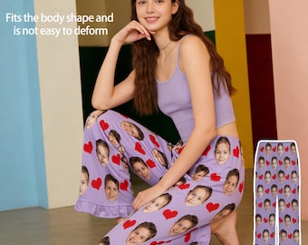 Personalized Photo Pajama Pants for Women Mom Wife,Valentine's Day gift,Valentines gift for her