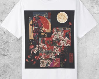 Samurai T-Shirt, Japanese Art Design, Unisex Garment-Dyed Tee