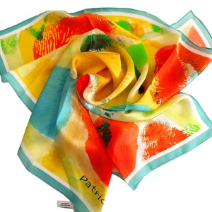 Floral abstract colorful square silk scarf