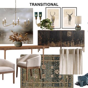 Diseño de transición, mood board de transición, diseño de interiores, diseño de comedor, estilo ecléctico, tradicional, mood boards