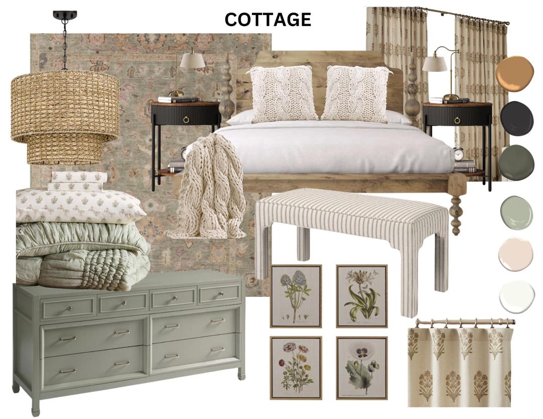 Cottage Style Mood Board: Bedroom Interior Design (digital Download) - Etsy