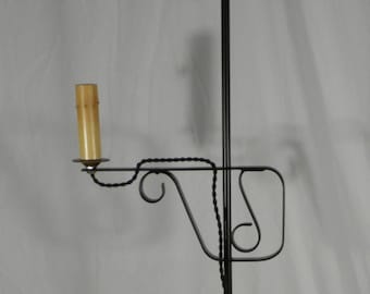 Antique rewired adjustable hieght bridge floor lamp painted black   C