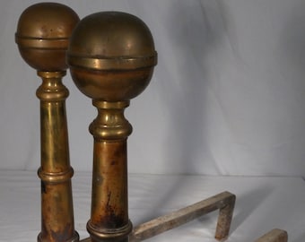 Antique Andirons solid Brass fireplace accessories