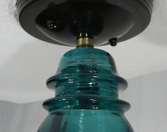 Single Light Vintage GlassTelegraph Insulator flush mount ceiling light LED dimmable bulb included