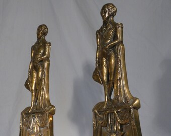 Antique solid brass George Washington andirons