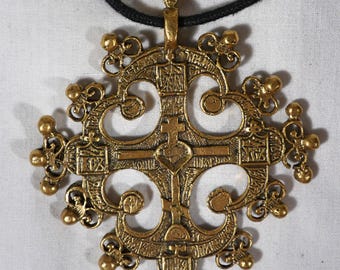 Vintage Gold plated Silver base Italian renaissance revival cross pendant