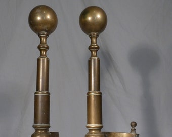 Antique Andirons solid Brass Cannon Ball gas fireplace accessories