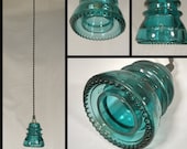 Vintage Telegraph Aqua Glass Insulator Single Pendant Light decorative lighting mood light LED dimmable bulb included