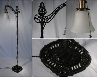 Antique bridge lamp black fully restored