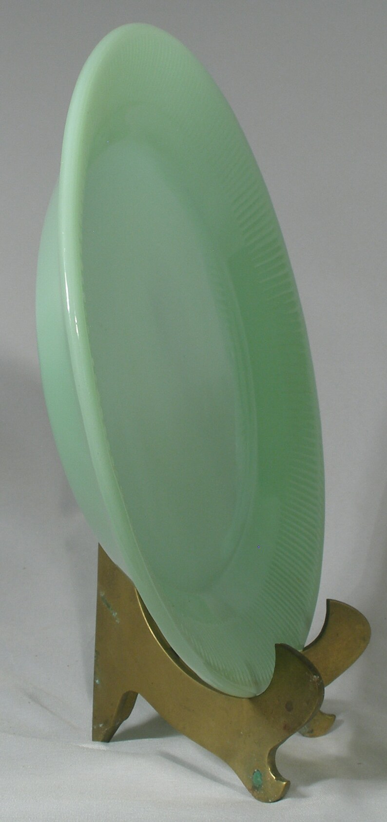 Vintage Jadeite Fire King Serving Platter Jane Ray Art Deco mid century glassware milky green