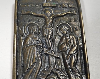 Antique Old Believers travel Icon Crucifixion of Christ