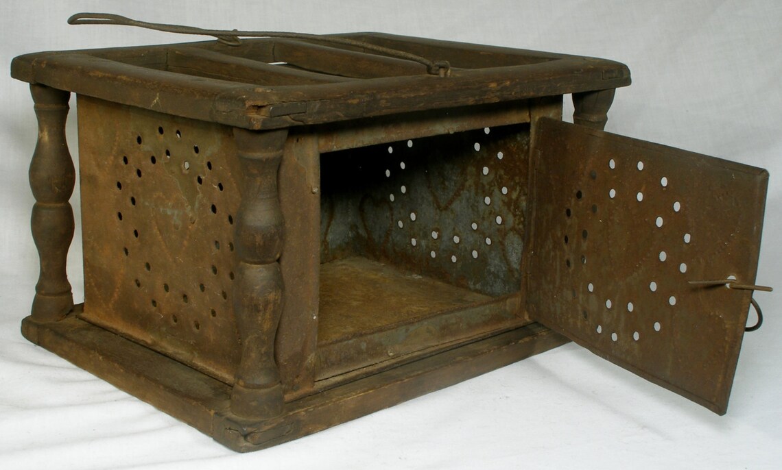 Antique Carriage Foot Warmer heart design primitive hot coal Etsy