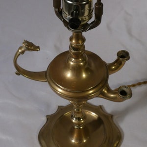 Antique Vintage Italian Brass Bouillotte Lamp rewired complete with harp and finial
