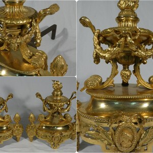 Vintage solid Brass Chenets ornamental fireplace décor