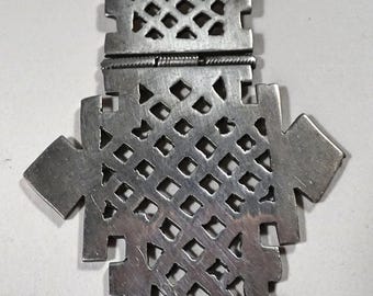 Vintage Egyptian Coptic Cross coin silver late mid century   11