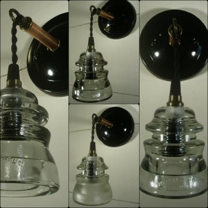 Vintage Telegraph Glass Insulator Single wall sconce Clear Frosted or Aqua Light decorative lighting LED dimmable bulb included