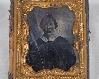 Antique Ambrotype 19th Century Ninth-Plate Portrait Authentic Victorian Cased Image   7
