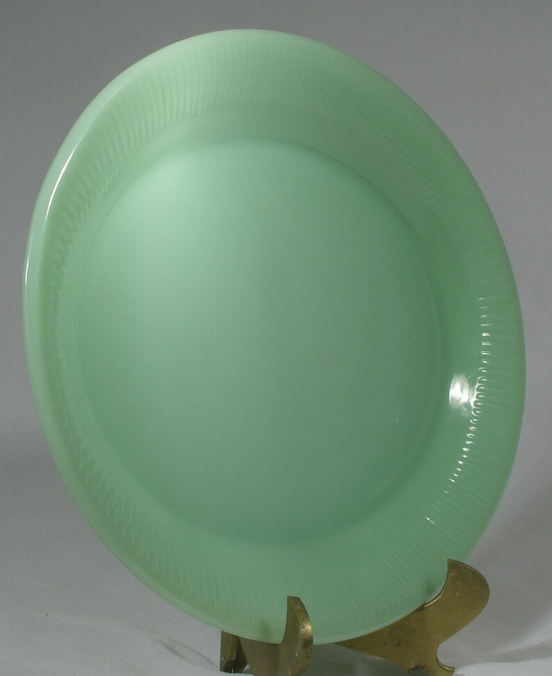 Vintage Jadeite Fire King Serving Platter Jane Ray Art Deco mid century glassware milky green