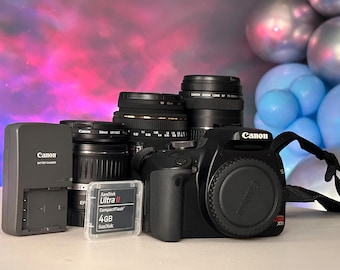 Kit de cámara réflex digital Canona EOS Rebel XTi con 3 objetivos