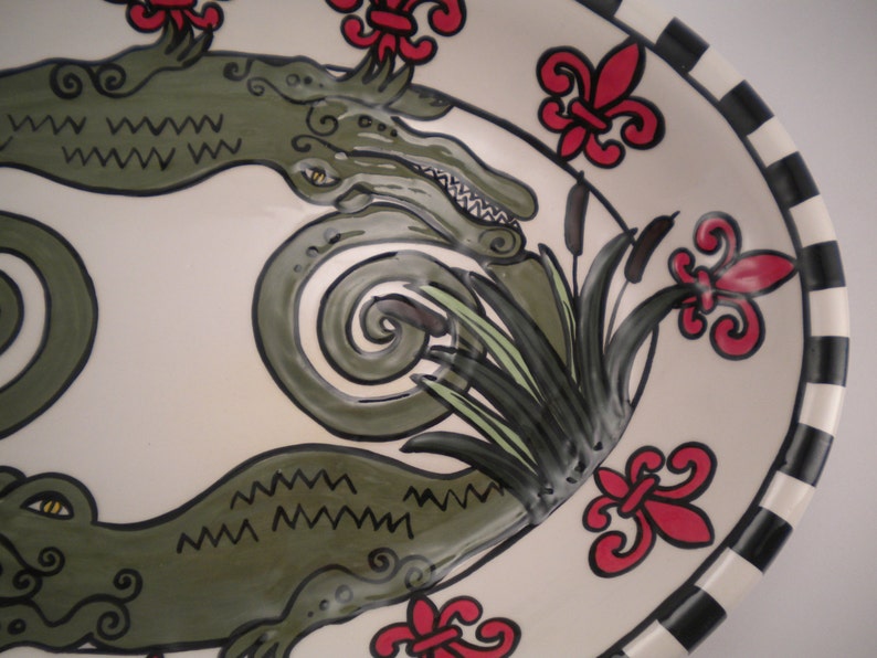 Oval Alligator & Fleur de Lis Platter image 2