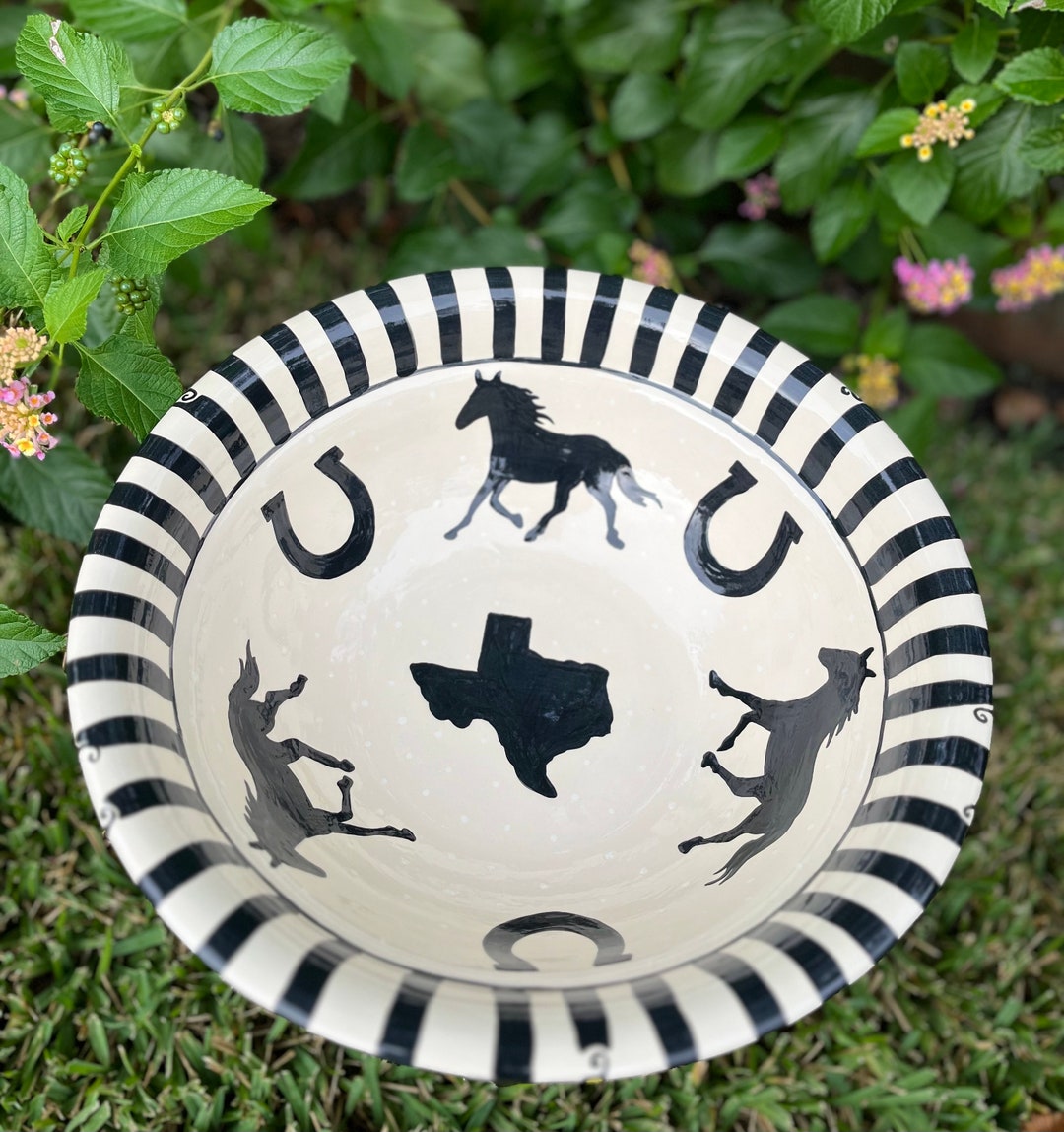 Texas Sun Horses Boots Themed Elevated Serving Bowl Etsy