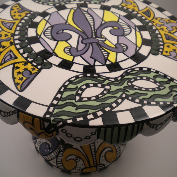 Mardi Gras Fleur de Lis Carnival Cake Stand