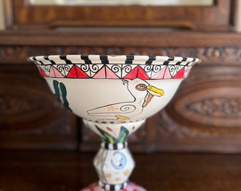 Pelican Alligator Serving Bowl on Pedestal