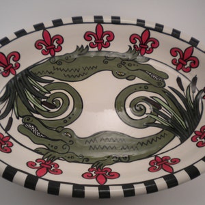 Oval Alligator & Fleur de Lis Platter image 1