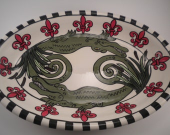 Oval Alligator & Fleur de Lis Platter