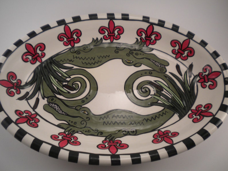 Oval Alligator & Fleur de Lis Platter image 1