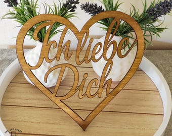 Laserdatei Herz "Ich liebe Dich" – SVG DXF – Geschenkidee für Paare, Valentinstag, Hochzeit – Holz Deko DIY