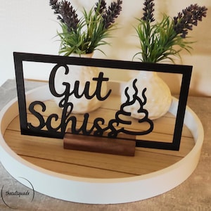 Houten standaard, laserbestand SVG DXF, grappige decoratie toilet badkamer, twee varianten, doe-het-zelf lasergesneden sjabloon, humoristisch cadeau-idee, gastentoilet